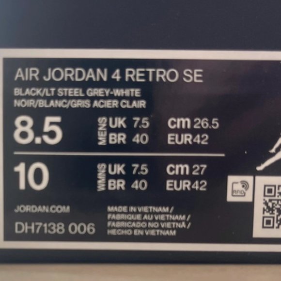 Air Jordan 4 Black Canvas - EU42/US8.5(M) main image 11